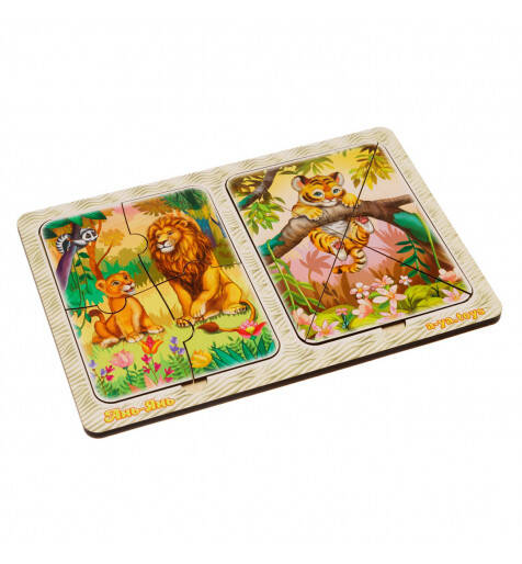 Пазли в рамці "Леви та тигреня", 23*16см, ТМ Ань-Янь, Україна.