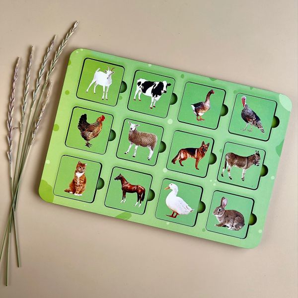 Пазл-сортер "Мама та малюк" домашні тварини (фото), планш. 23*16см, ТМ UBumblebees, Україна