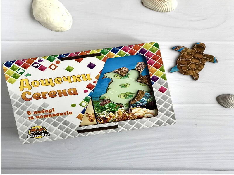 Дошки Сегена: морські жителі, розмір дошки-10*7,5см, укр., у кор. 17,5*12*4см, ТМ UBumblebees, Україна