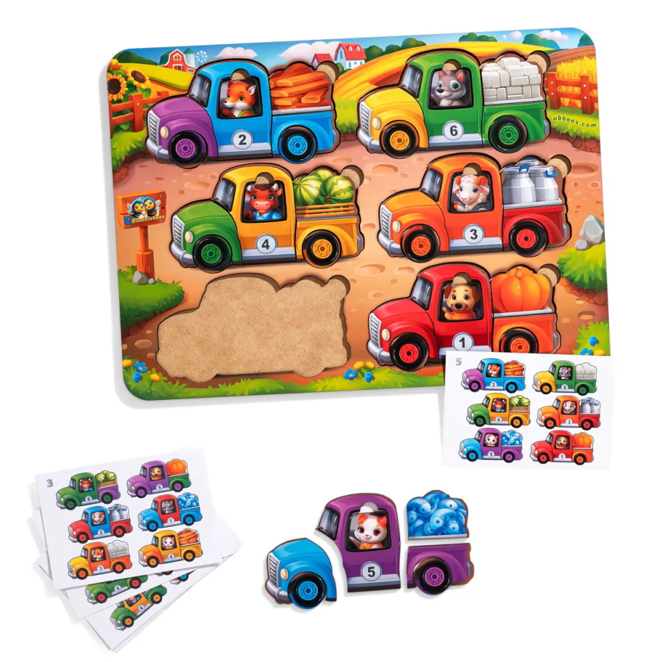 Гра з картками "Тварини на вантажівках" (літо), 32*23см, ТМ UBumblebees, Україна