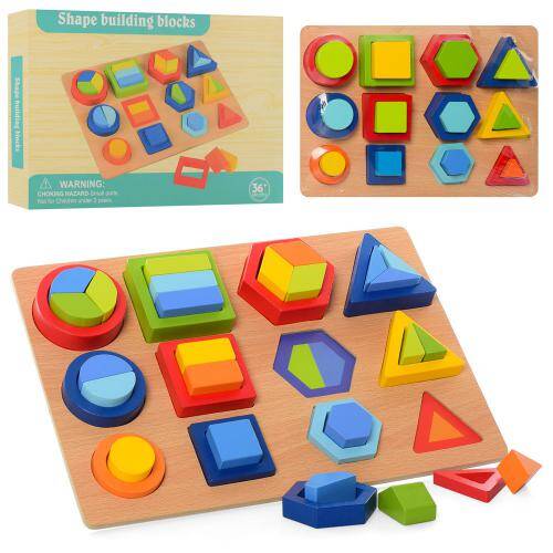 Дерев'яна іграшка Геометрика, ігрове поле, фігурки, 2 види, пак. 35*24*4см 