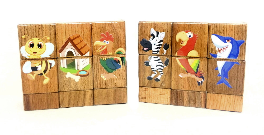 Набір  дерев'яних кубиків на осі, 13*11*4см