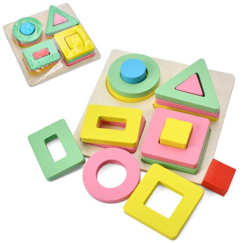 Дерев'яна іграшка Геометрика 16 деталей, пак. 14,5*14,5*3см  