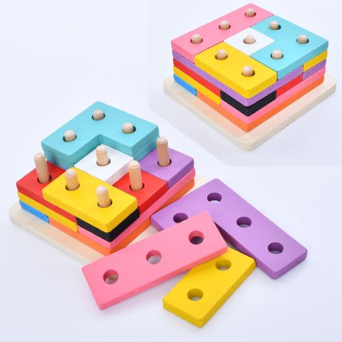 Дерев'яна іграшка Геометрика 15 деталей, пак. 11*11*5,5см  