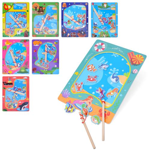 Дерев'яна іграшка Рибалка магнитна, 2 вудки, фігурки 10шт, ігрове поле, 8 видів, пак.22,5*29,5*1см 