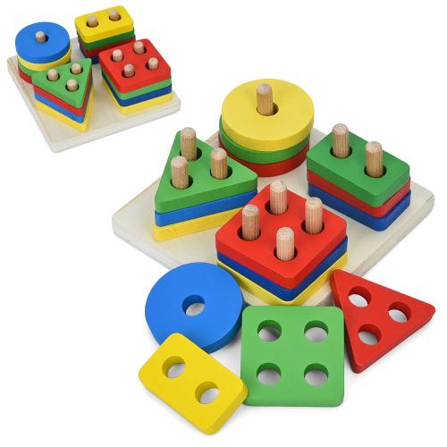 Дерев'яна іграшка Геометрика, геометричні фігури, 16дет, пак. 11,5*11,5*5см 