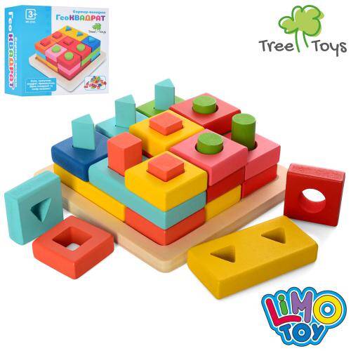 Дерев'яна іграшка "Геометрика" LIMO TOY геом.фігури, кор. 16*16*7см 