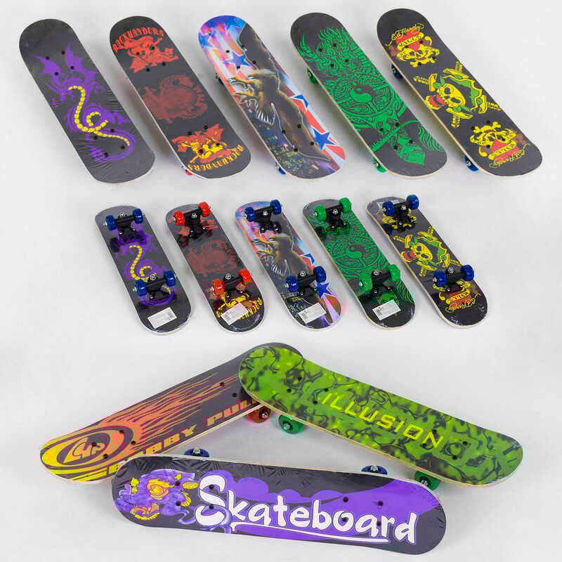 Скейт F 22224 (24) ВИДАЄТЬСЯ ТІЛЬКИ МІКС ВИДІВ, 8 видів, колесо d = 5cm, PVC, довжина дошки = 60см