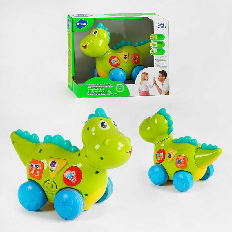 Динозаврик 6105 (18/2) "Huile Toys", їздить, розмовляє англійською мовою, програє мелодії та звуки, з підсвічуванням, у коробці
