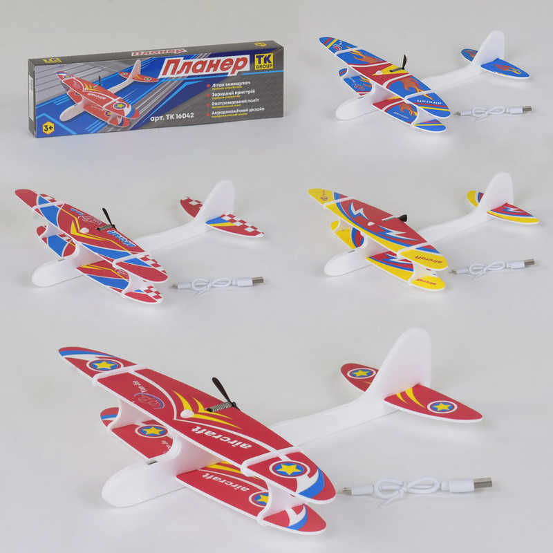 Планер з мотором F 32102 / 16042 (200)  "TK Group", аккумулятор, USB кабель, 4 цвета, в коробке