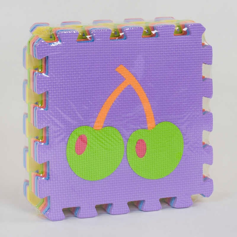 Килимок-пазл EVA Фрукти С 36606 (24) масажний, 9 шт. в упаковці, 30х30см