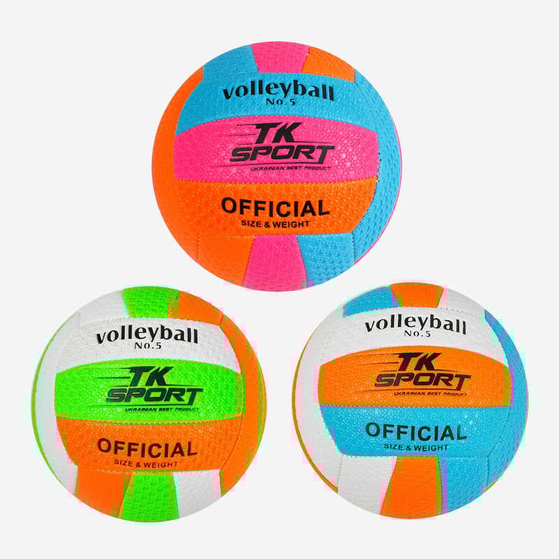 М'яч волейбольний С 40094 (60) "TK Sport", 3 кольори, м'який PVC, 280 грамів, гумовий балон, ВИДАЄТЬСЯ ТІЛЬКИ МІКС ВИДІВ