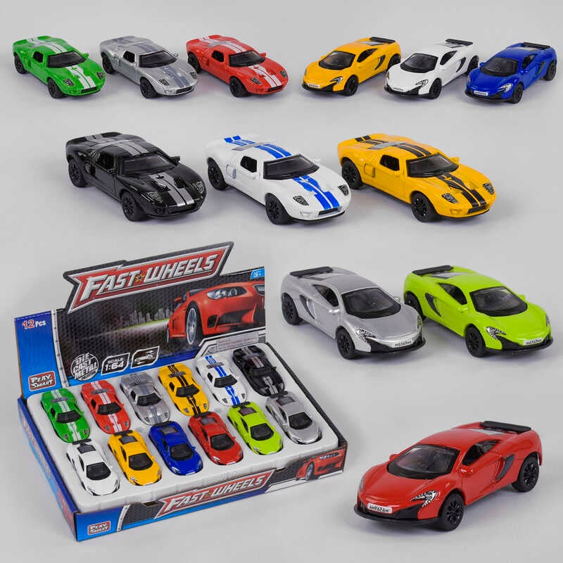 Набір машин 6590 D (24) "Play Smart", металопластик, ЦІНА ЗА 12 ШТУК В БЛОЦІ