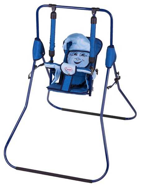 гр Гойдалка підлогова "Алінка" 24884 (1) темно-синій каркас, темно-синя матерія, блакитний гномик