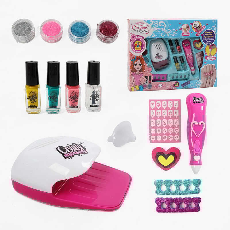гр Набір для манікюру 22930 (12/2) "4FUN Game Club", сушка для нігтів на батарейках, розпилювач блискіток, в коробці