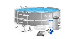 Intex Басейн каркасний 26726 NP (1) об`єм:16805л, розмір:457х122см, сходи, насос-фільтр 3785 л/год, драбина, тент, підстилка, в коробці