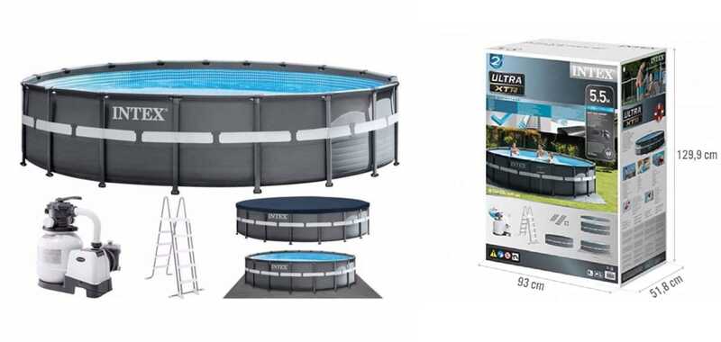 Intex Басейн каркасний 26330 NP (1) об`єм води:26423л, розмір: 549х132см, сходи, насос-фільтр піщаний – 6000 л/год, скіммер, в коробці