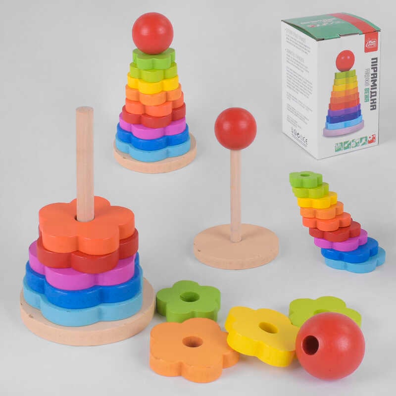 гр Дерев'яна пірамідка 50046 (24) "4FUN Game Club Wood" в коробці