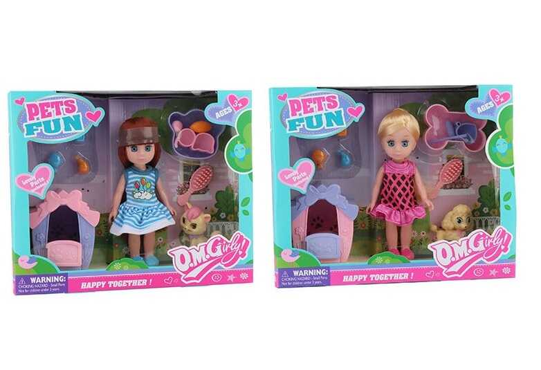 Лялька 64001 (48/2) 2 види, улюбленець, будка, аксесуари, в коробці