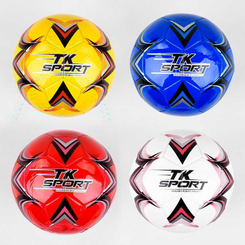 М'яч футбольний C 44455 (60) "TK Sport", 4 види, вага 330-350 грамів, матеріал м'який PVC, балон гумовий