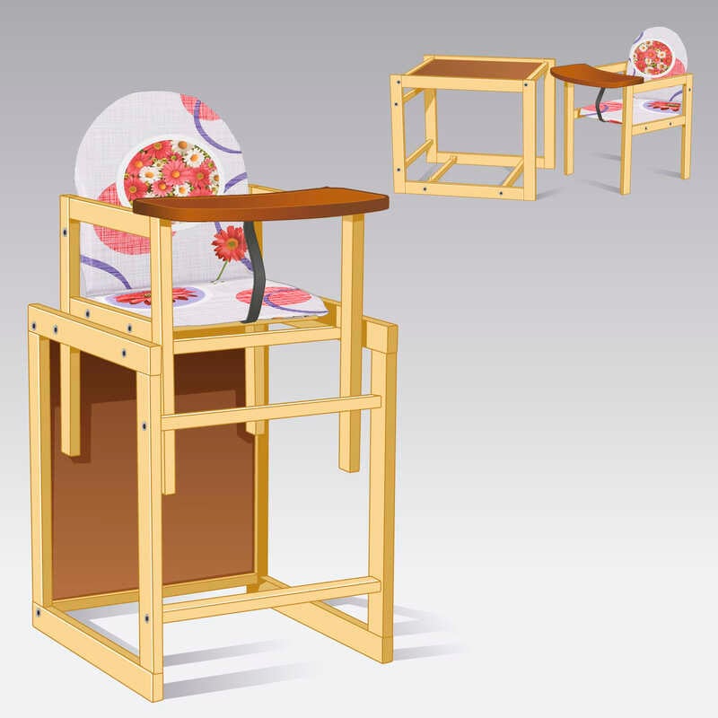 гр Стільчик великий №1210 "Червоні квіти абстракція" (1) ТМ "Мася"