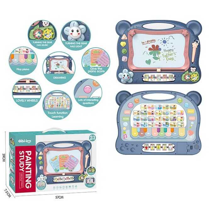 Дощечка 648 A-65 (12/2) світло, звук, англійською, сенсорна панель, піаніно, на батарейках, в коробці