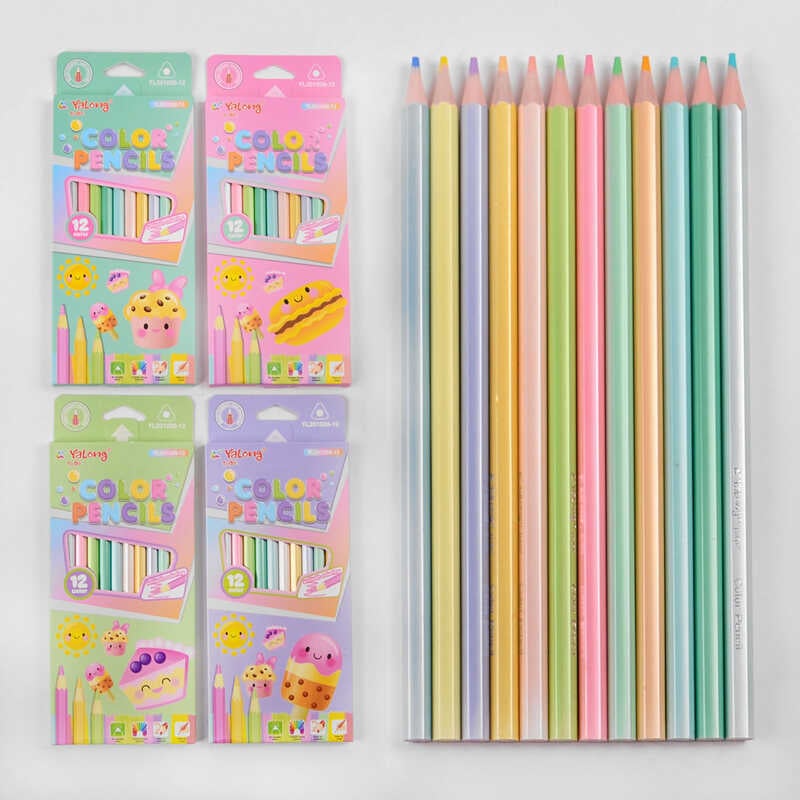 Олівці кольорові С 50581 (240) 4 види, пастельні відтінки, 12 шт. в коробці