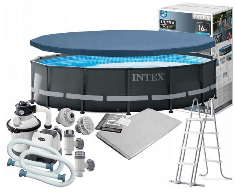 Intex Басейн каркасний 26326 NP (1) об`єм басейну:19156л, розмір:488x122см, (4500л/год., насос 220V, сходи, тент, підстилка)