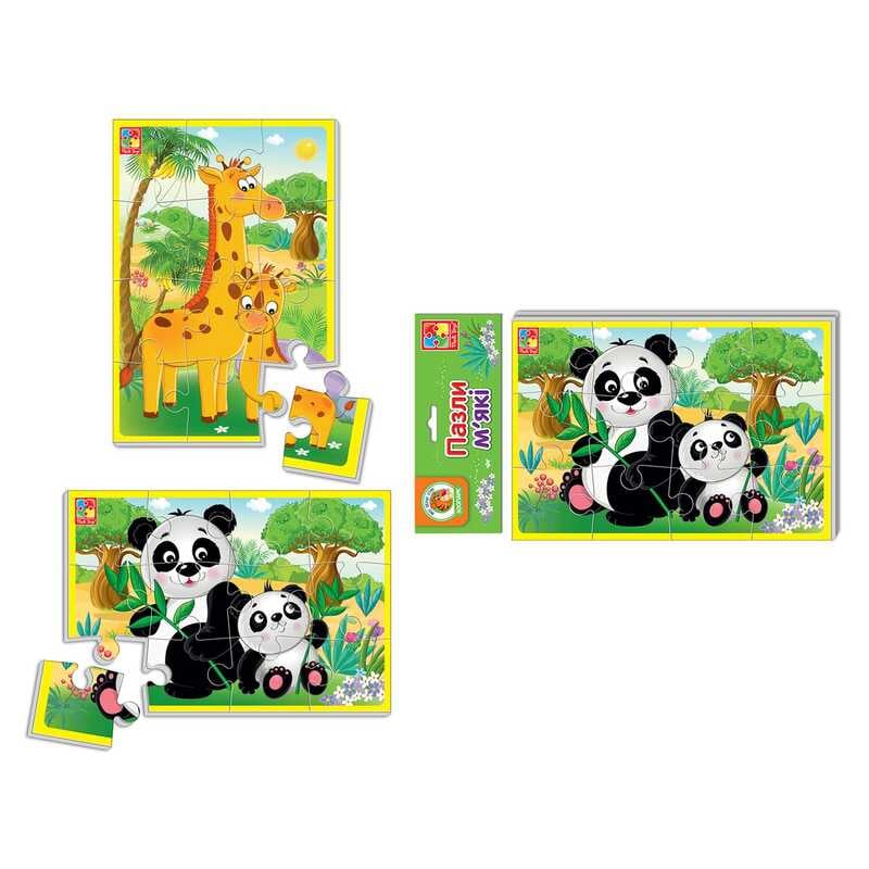 гр М'які пазли А5 "Тварини зоопарку" VT 1103-45 (25) укр "Vladi Toys", 12 елементів