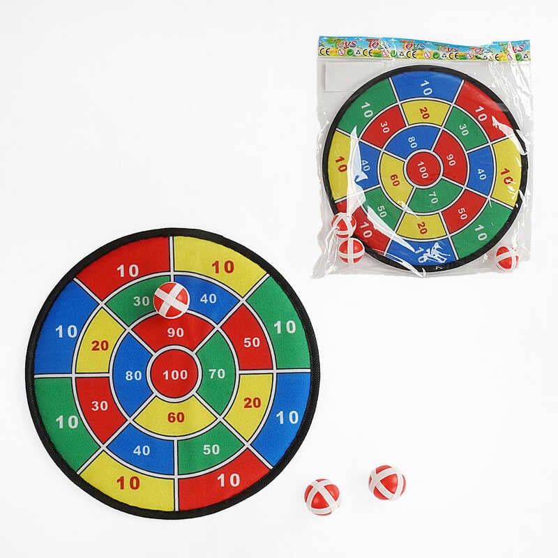 Дартс 66328-7 (240/2) на липучках, 3 м’ячики, діаметр мішені 28 см, у пакеті