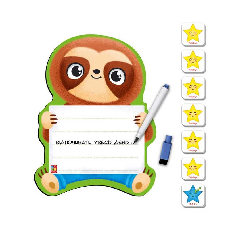 гр Дошка на магніті з маркером "Лінивець" VT3601-22 (12) "Vladi Toys"