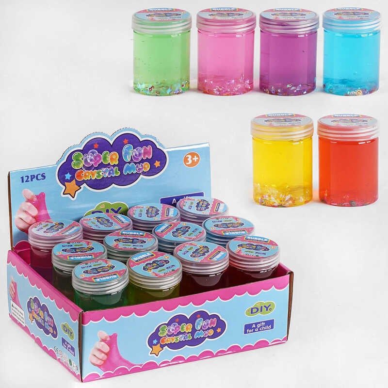 Лизун C 53112 (16) ЦІНА ЗА 12 ШТУК У БЛОЦІ, блискітки, смайли, слюда 