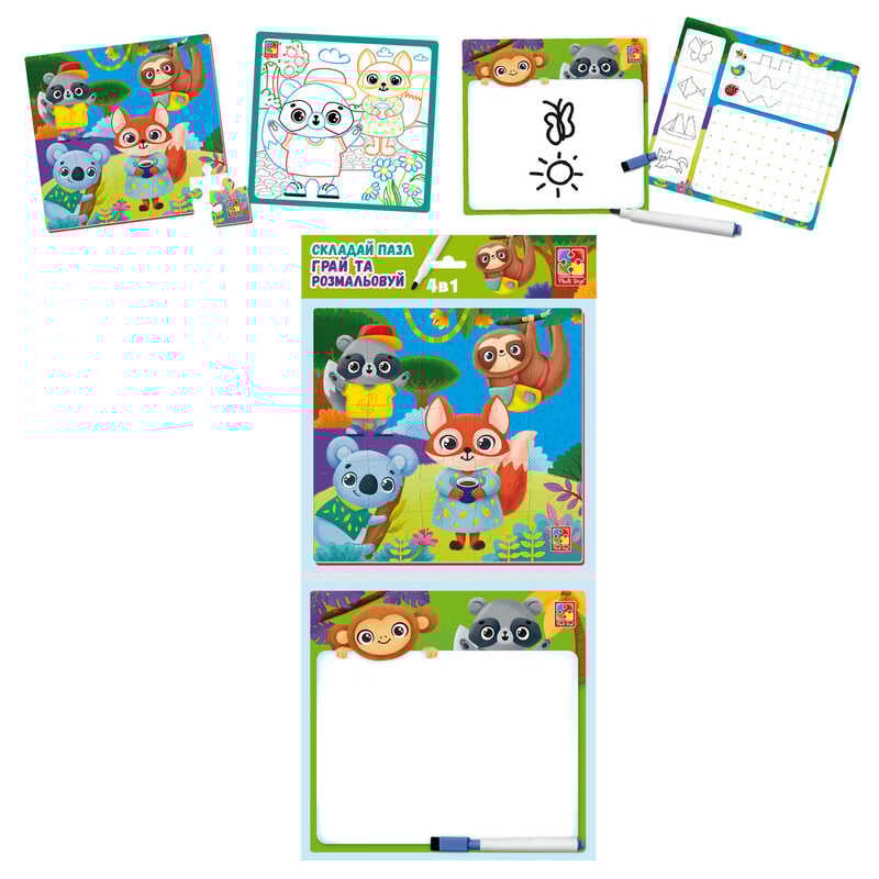 гр Гра настільна "Набір 4в1. Звірятка" (укр) VT2002-03 (20) "Vladi Toys"