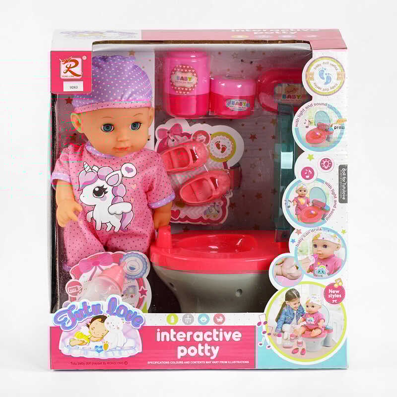 Пупс 9263 (12) "Tutu love", функціональний горщик, звук, світло, музичний чіп, заплющує очі, п`є, ходить на горшик, аксесуари, у коробці