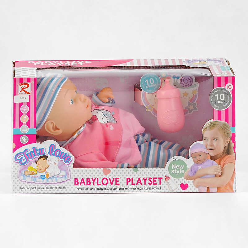 Пупс 9270 (36) м`якотілий, 10 звукових ефектів, аксесуар, 30см, у коробці