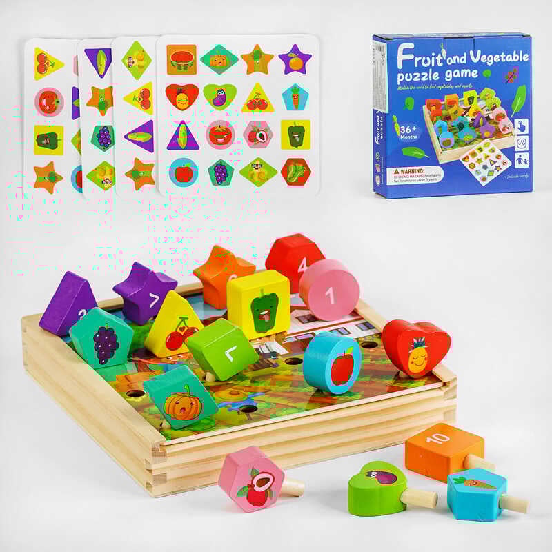 Дерев`яна гра C 55581 (40) дерев`яна основа, фігурки, картки, у коробці