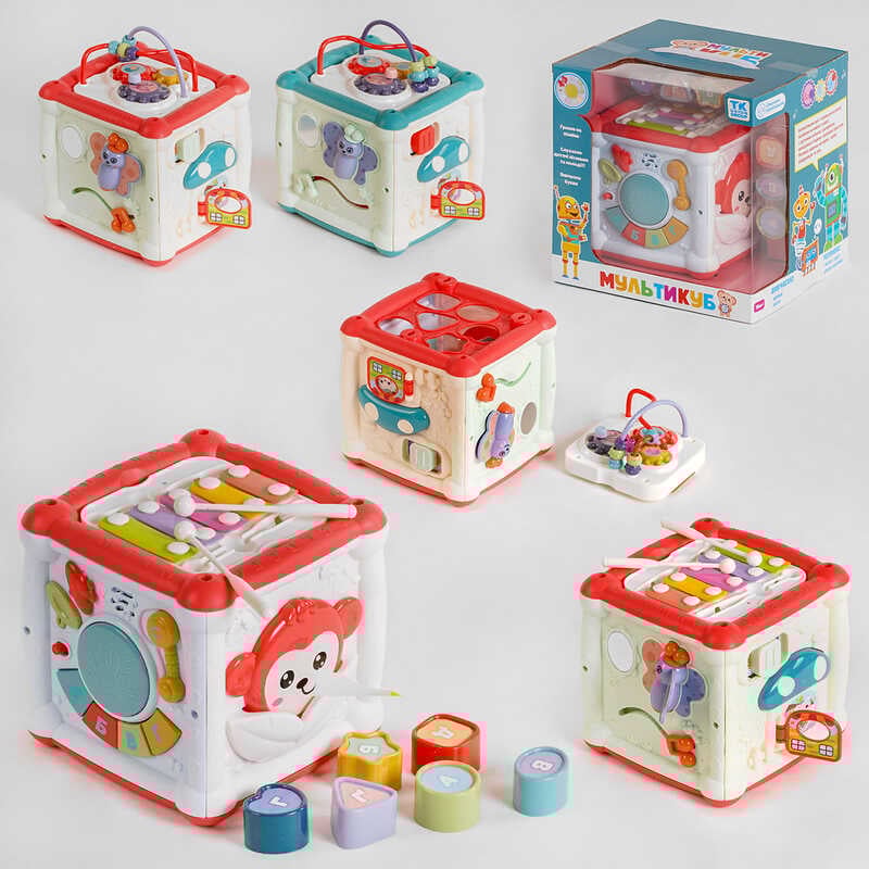 Музичний куб 42666 (18) "TK Group", ОЗВУЧУВАННЯ УКРАЇНСЬКОЮ МОВОЮ, вивчення літер, форм, кольорів, пісні, сортер, у коробці