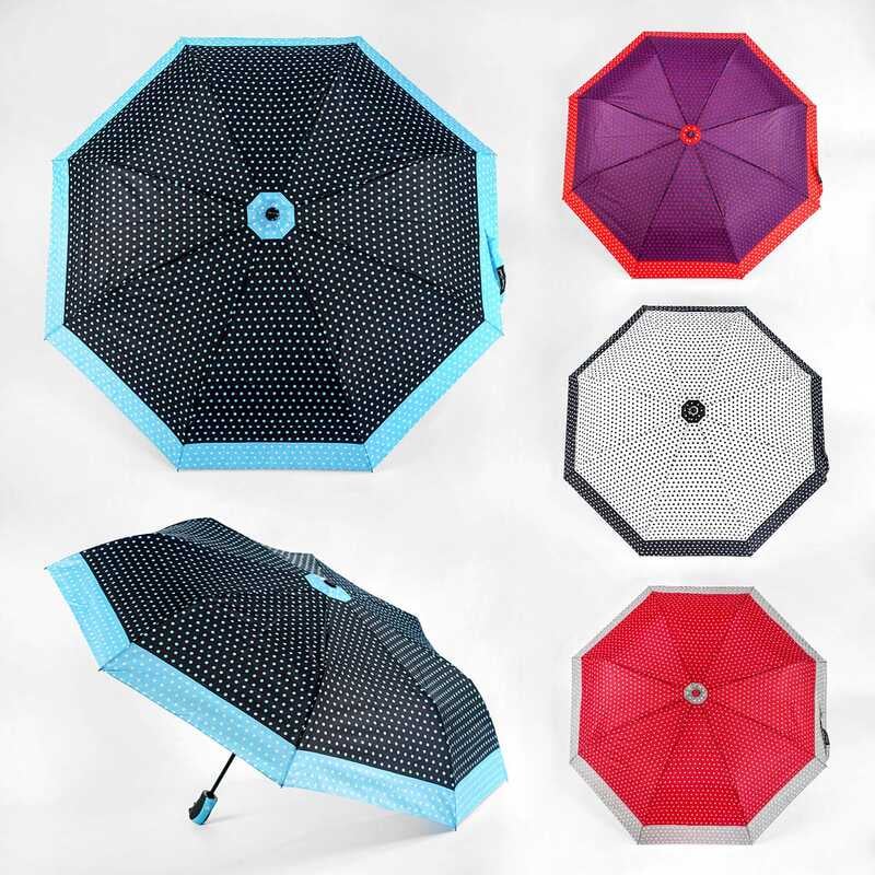 Парасолька C 55048 (60) 4 види, напівавтомат, d=100 см, у чохлі, в пакеті, ВИДАЄТЬСЯ ТІЛЬКИ МІКС ВИДІВ