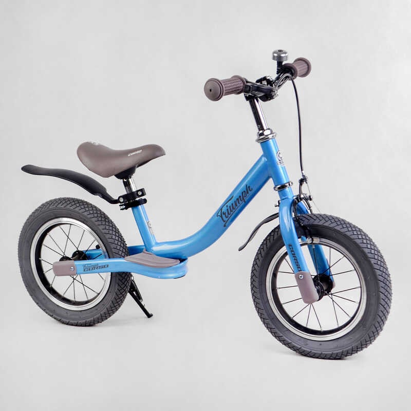 Велобіг Corso "Triumph" 20017 (1) СКОЛИ НА РАМІ!!!!сталева рама, надувні колеса 12", ручне гальмо, підніжка, крила, дзвіночок, в коробці