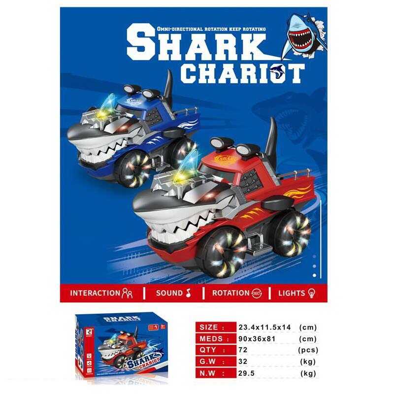 Машинка ZR 171 (72/2) "Акула", 2 кольори, світло, звук, колесо вільного ходу, рухливі елементи, в коробці