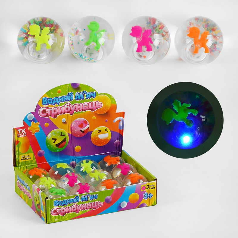 М'яч стрибун C 58479 (12) “TK Group”, ЦІНА ЗА 12 ШТУК В БЛОЦІ, підсвічування, діаметр 6.5 см