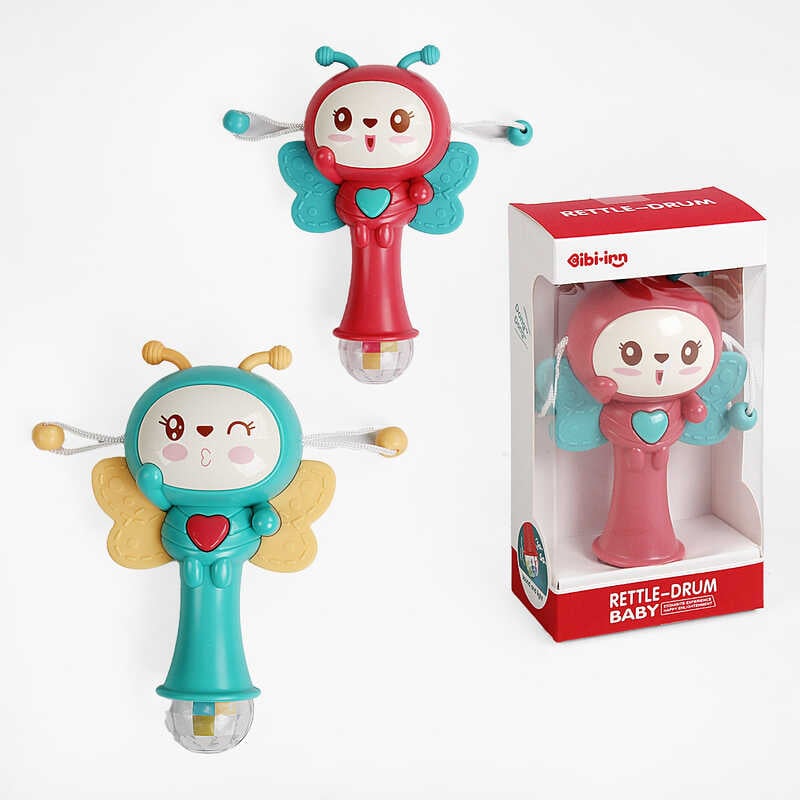 Брязкальце 698-75 (144/2) "Бджілка", 2 кольори, 3D підсвічування, звуки, мелодії, прорізувачі, в коробці