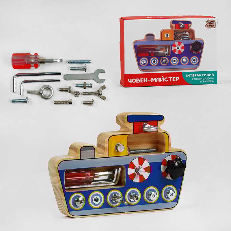 гр Човен 20522 (24) "4FUN Game Club Wood", викрутка, шестигранник, болти, в коробці