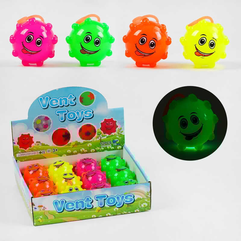 М`яч стрибун C 60503 (24) ЦІНА ЗА 12 ШТУК В БЛОЦІ, 4 кольори, підсвічування, пискавка