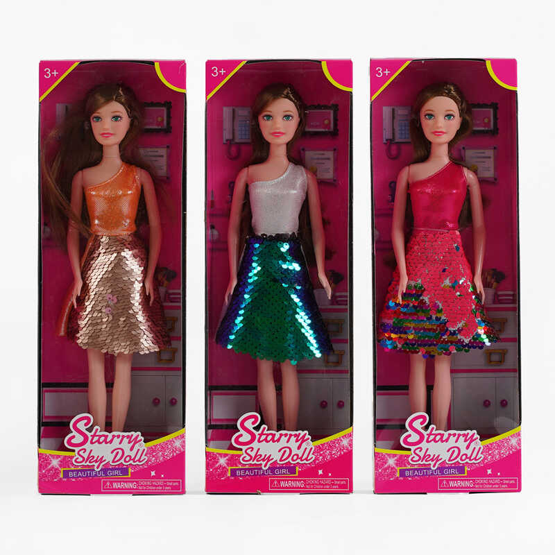 Лялька SK 029 A (144/2) 3 види, двоколірні паєтки, в коробці, ВИДАЄТЬСЯ ТІЛЬКИ МІКС ВИДІВ