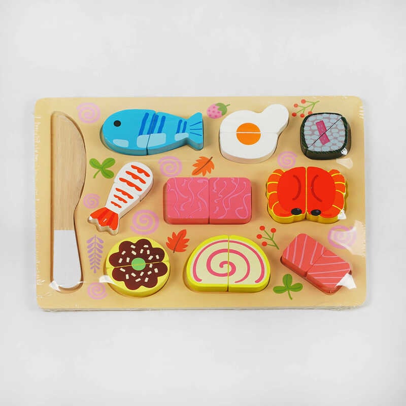 Логічна гра C 49368 (48) "Суші", половинки на магнітах, вкладиш, дерев'яний ніж, у плівці