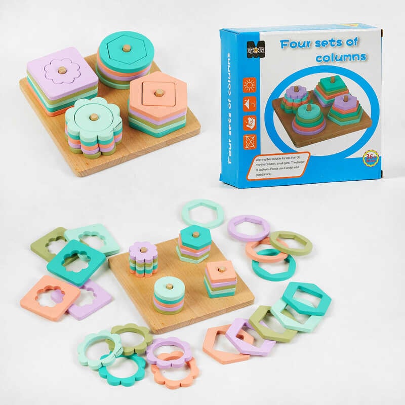 Логічна гра C 60389 (80) кілочки, геометричні фігури, в коробці