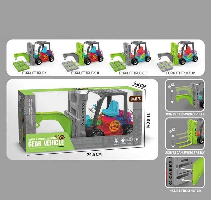 Спецтехніка X 555-55 (72/2) 4 види, вилковий навантажувач, звук, підсвічування, шестерні, колесо вільного ходу, в коробці, ВИДАЄТЬСЯ ТІЛЬКИ МІКС ВИДІВ