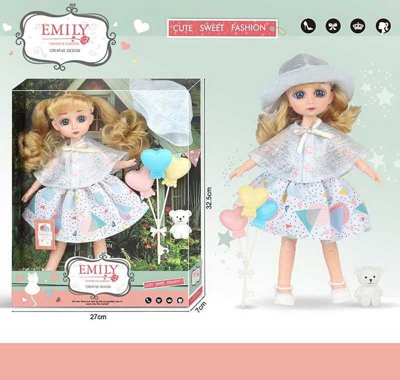 Лялька QJ 136 C (48/2) накидка, панамка, повітряні кульки, ведмедик, в коробці