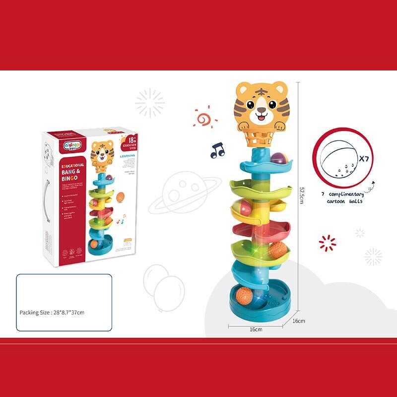 Гра з кулькою 668-79 B (24) мелодії, звук, підсвічування, 7 м’ячиків, 6 ярусів, тигреня, в коробці